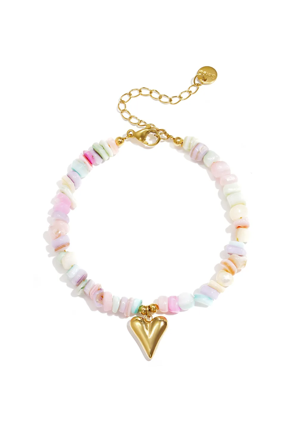 Armband Beachstone met hart, Goud