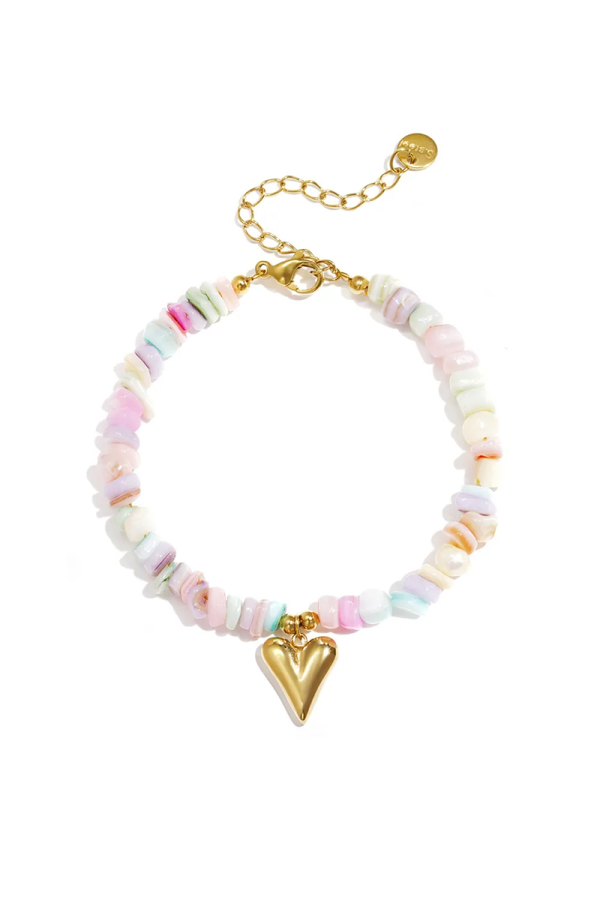 Armband Beachstone met hart, Goud