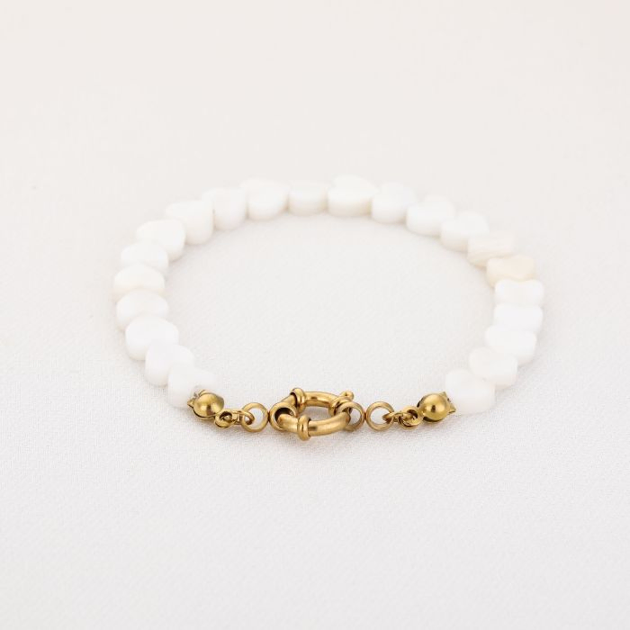 Heartbeat White armband, Goud en Zilver