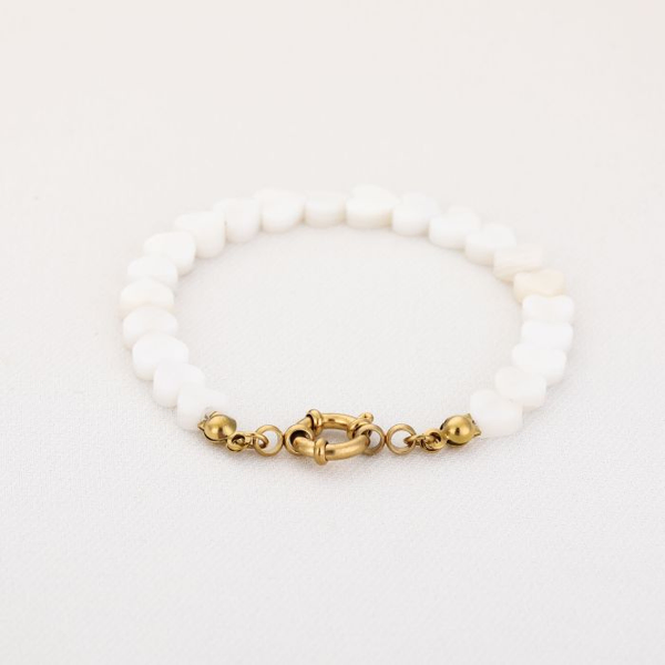 Heartbeat White armband, Goud en Zilver