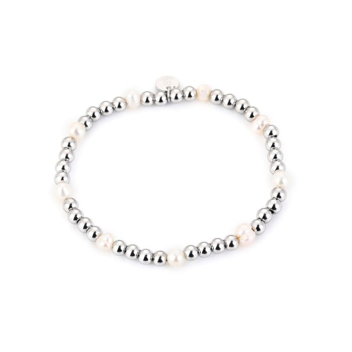 Midibeads witte parel en zilver