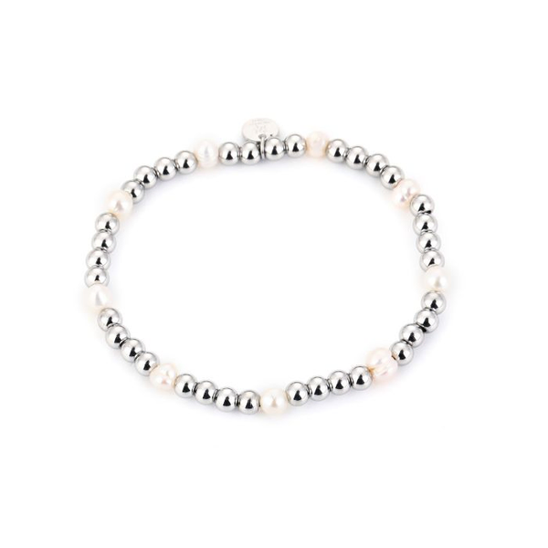 Midibeads witte parel en zilver