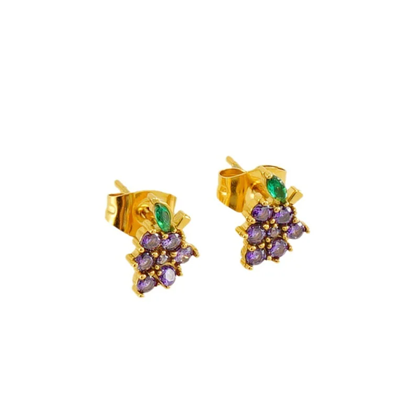 Stud Druiven Oorbel, Goud