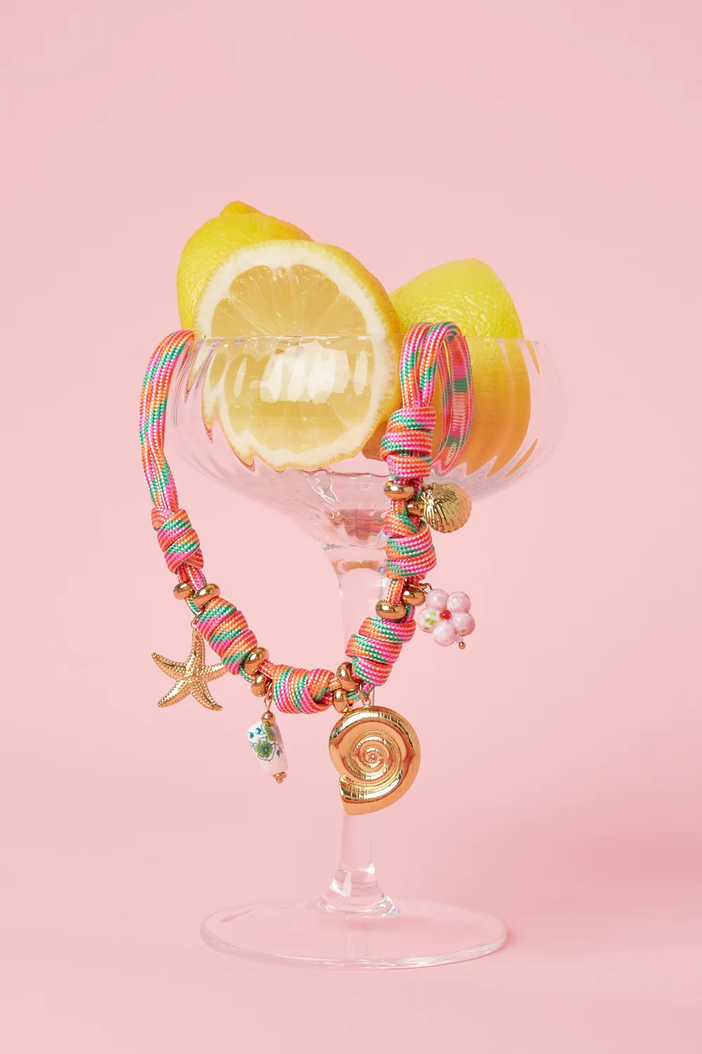 Kleurrijke Touwketting dik, Schelp, Goud