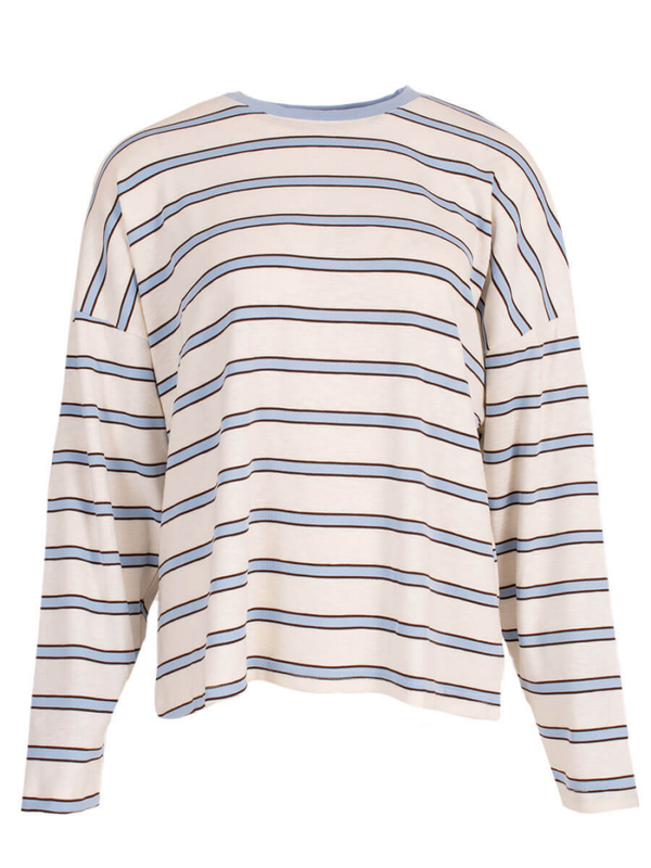 Oversized Gestreept Longsleeve Shirt– Lichtblauw & Wit