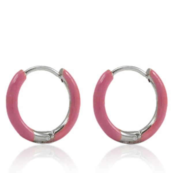 Creool Roze oorbellen, Zilver