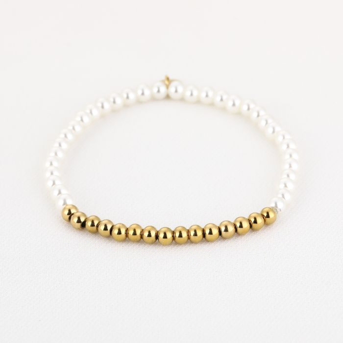 Midibeads witte parel en goud
