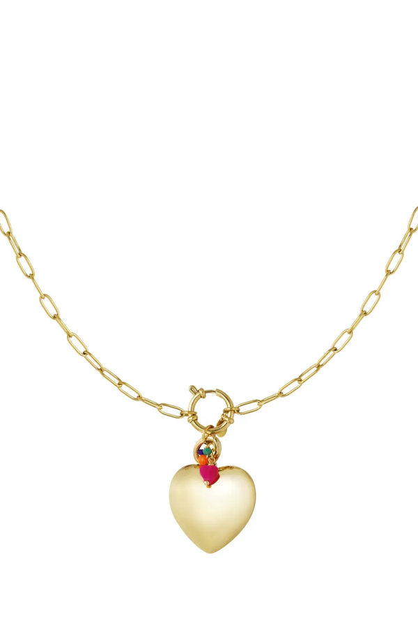 Big Love Charm Necklace, Goud