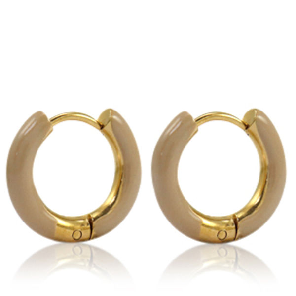 Creool Beige-Bruin oorbellen, Goud of Zilver