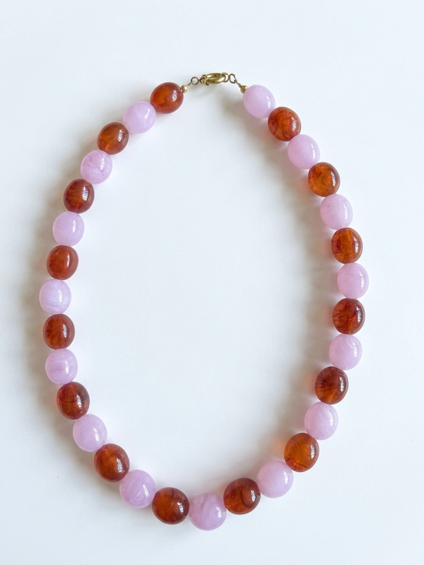 Ovale Stone Chain mix, Goud en zilver