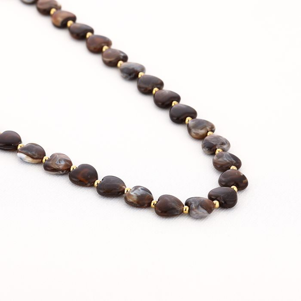 Warm Stone Hearts ketting, Goud