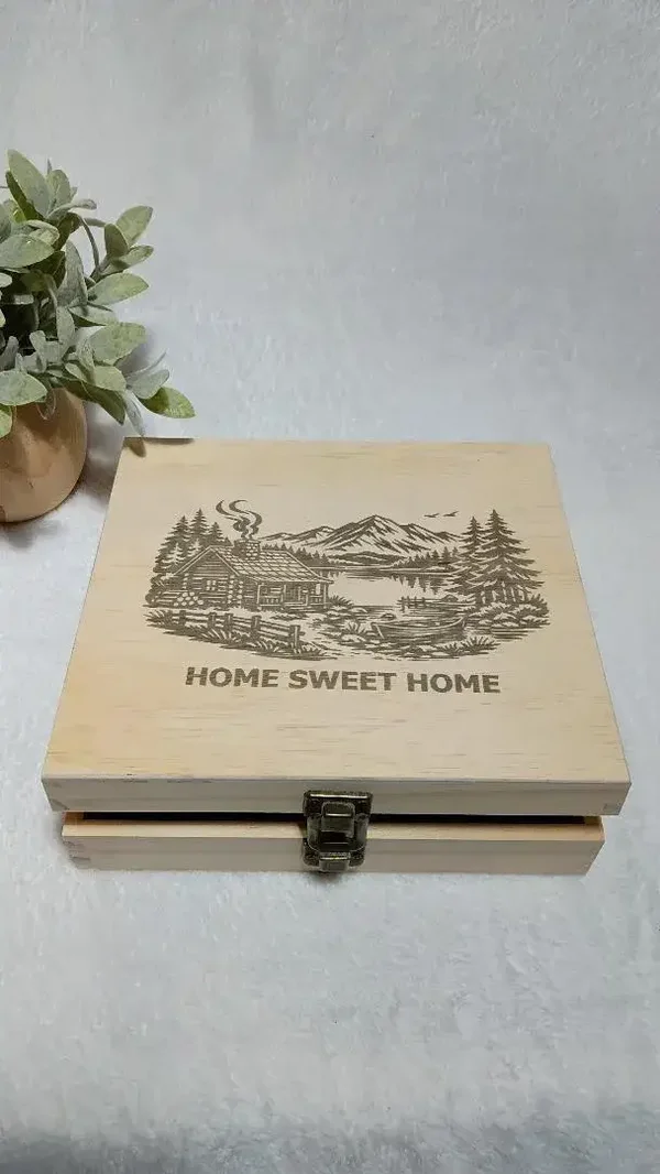 Home sweet home Laser engraved wood keepsake/memory boxes