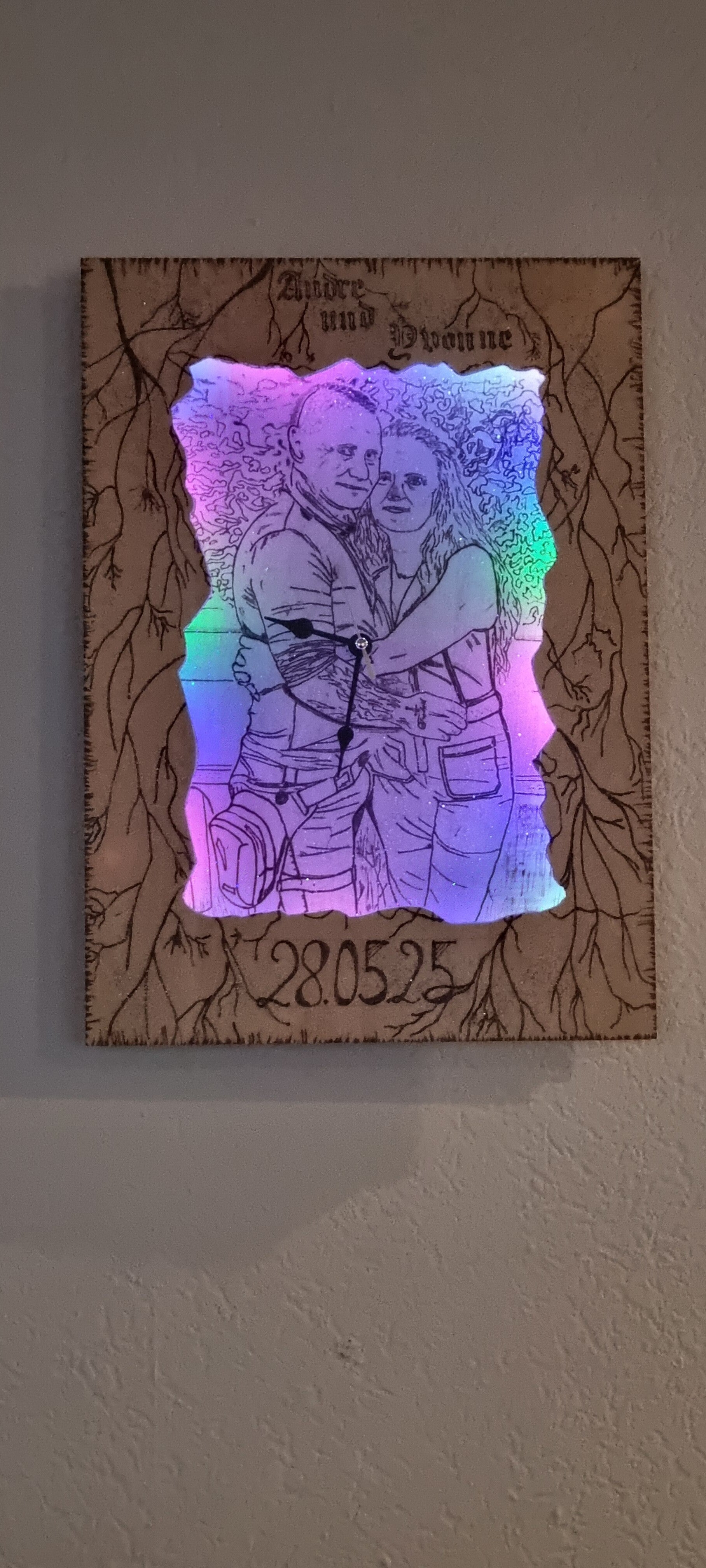 Personalisirtes Bild mit Uhr und LED