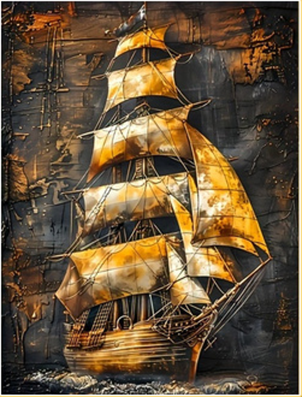 Vintage Golden Ship