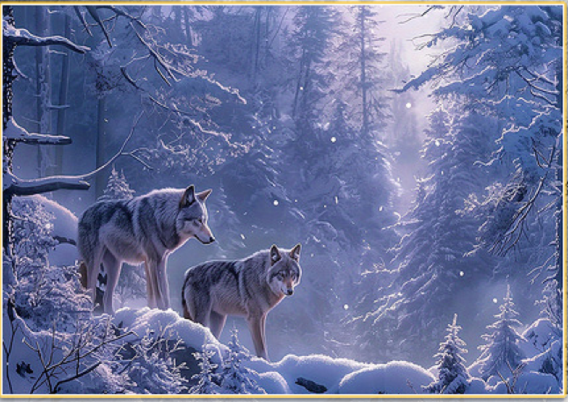 Framed Canvas Print Winter Wolf