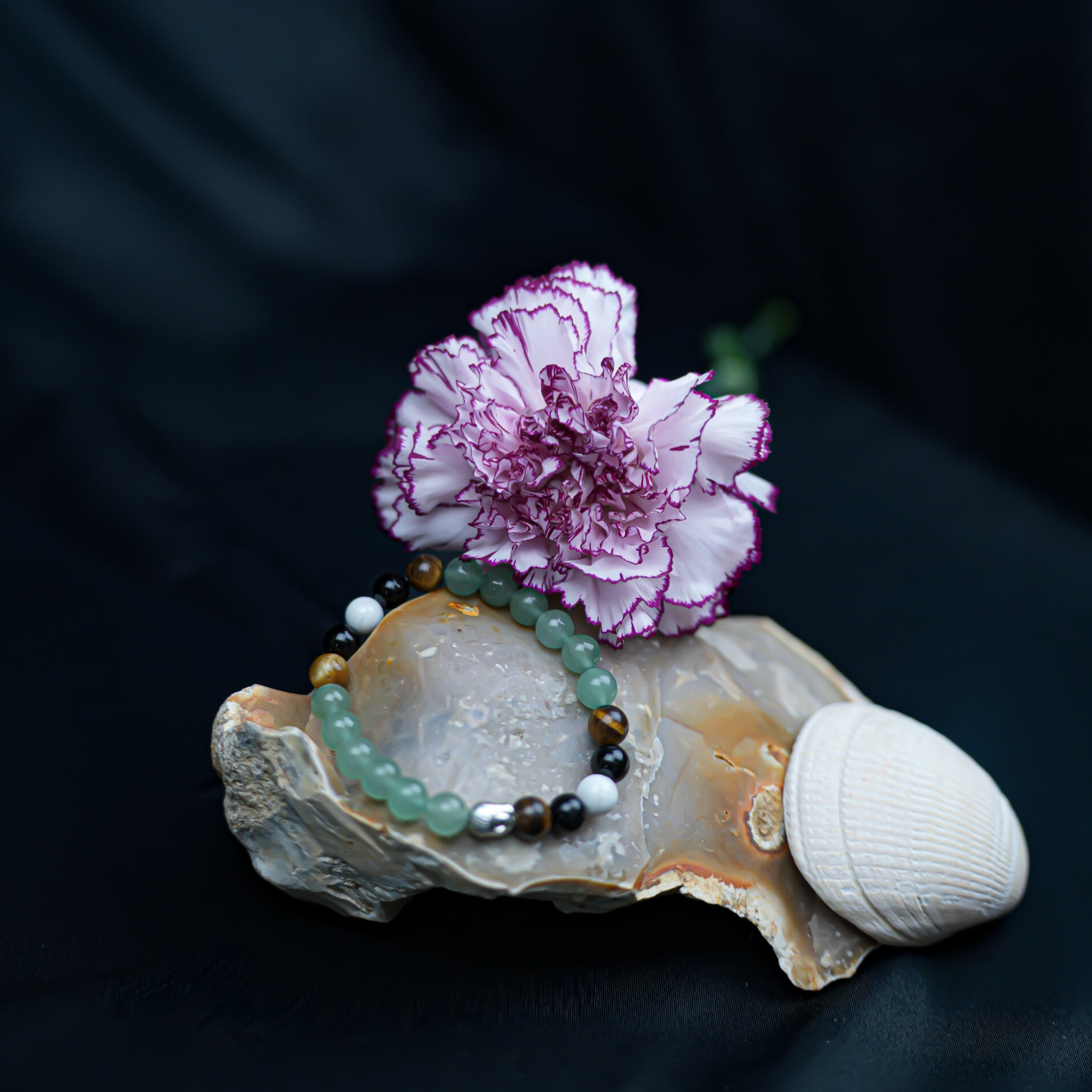 Bracelet Oeil du tigre, Obsidienne, Aventurine et Howlite