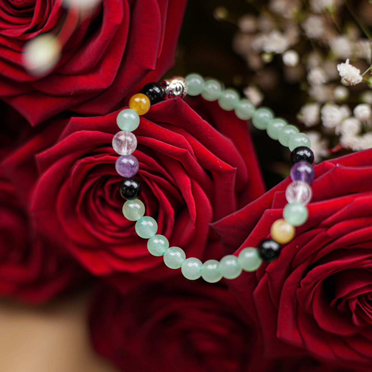 Bracelet Aventurine, Obsidienne, Cristal de roche