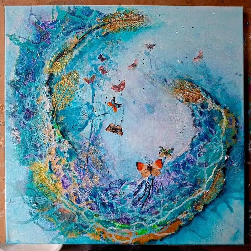 Powertex in combi papier 50 x 50 fantasie