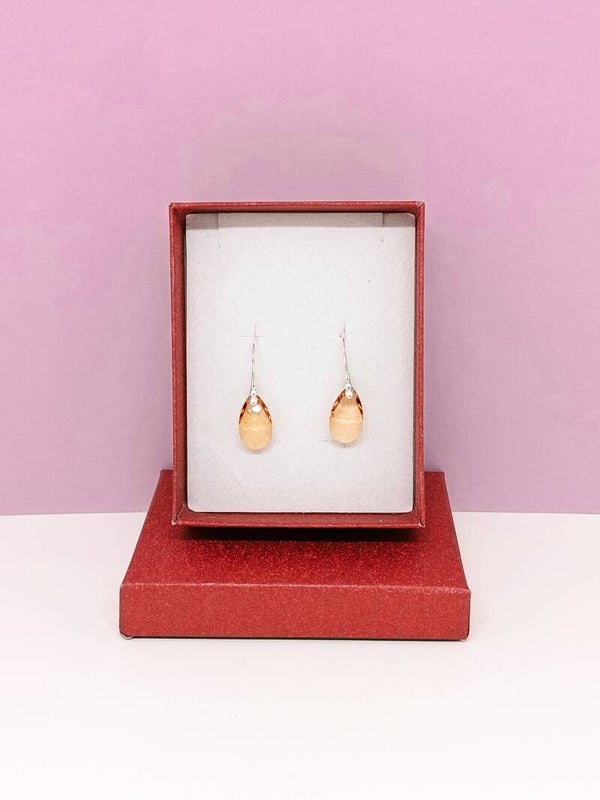 Boucles d’oreilles gouttes cristal doré monté à la main – Elorya