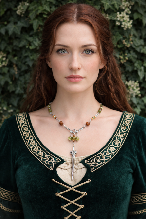 Collier medieval grenat vert x