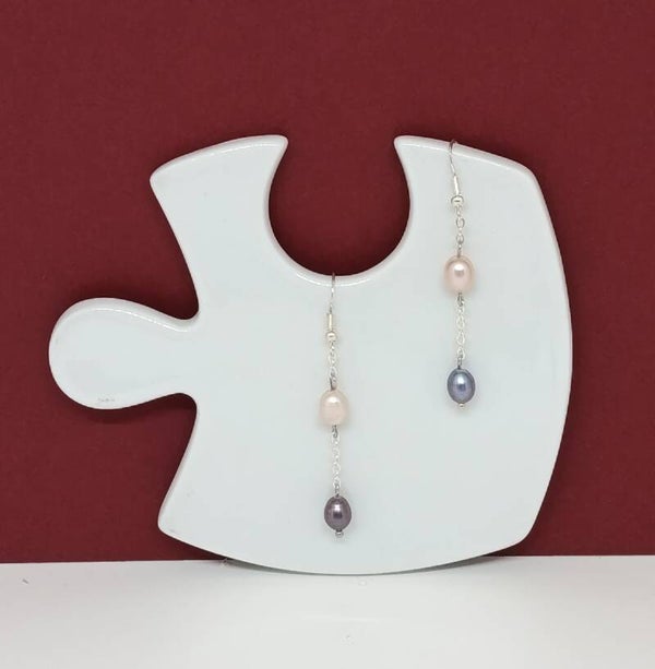 Boucles d’oreilles argent 925 avec duo de perles de culture d’eau douce – Perlévia