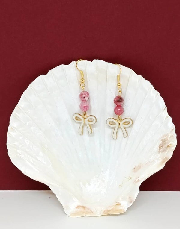 Boucle d oreil noeud rodochrisite