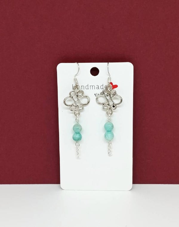 Boucles d’oreilles amazonite – nœud celtique sorcière – argent 925 – Harmonie Celtique