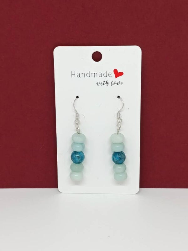 Boucles d’oreilles amazonite & apatite – Brise Cristalline