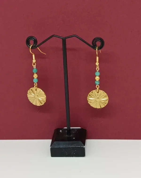 Boucles d’oreilles amazonite & marguerite dorée-Marguerite des Ondes