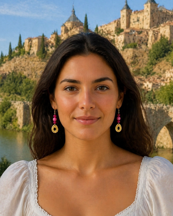Boucles d’oreilles – Oeil de Tigre rose & Jaspe impériale-Eclat Rosé