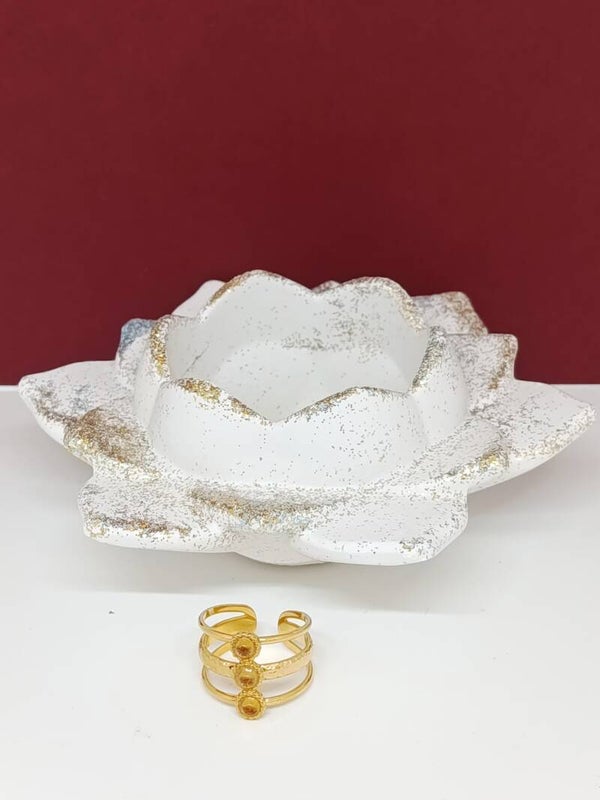 Bague citrine acier inoxydable doré – Éclat Solaire