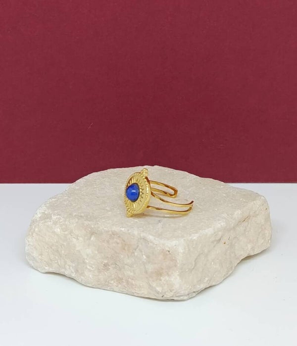 Bague ronde doré lapis