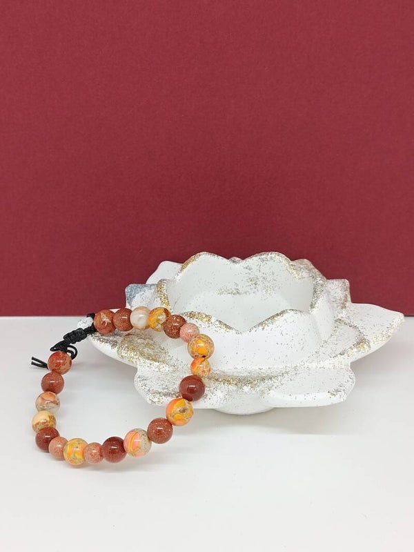 Bracelet artisanal cornaline et jaspe impérial orange – Élan Solaire