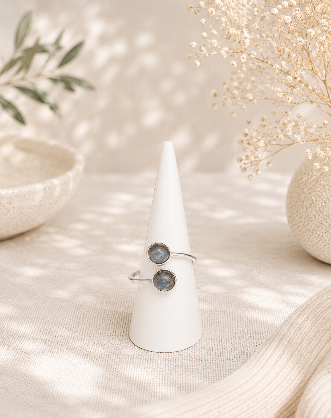 Bague labradorite argent 925 réglable – Gardienne de Lumière