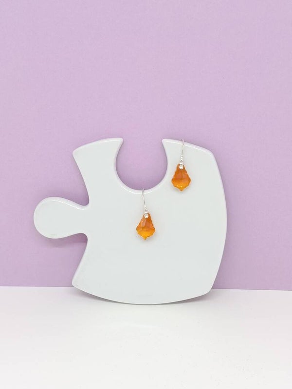 Boucles d’oreilles cristal orangé forme baroque fait main argent 925- Bijou élégant Art’Tipik- Solévia