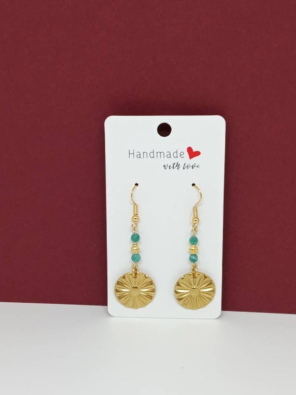 Boucles d’oreilles amazonite & marguerite dorée-Marguerite des Ondes