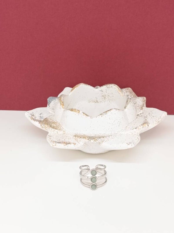 Bague aventurine verte acier inoxydable argenté – Douceur Végétale