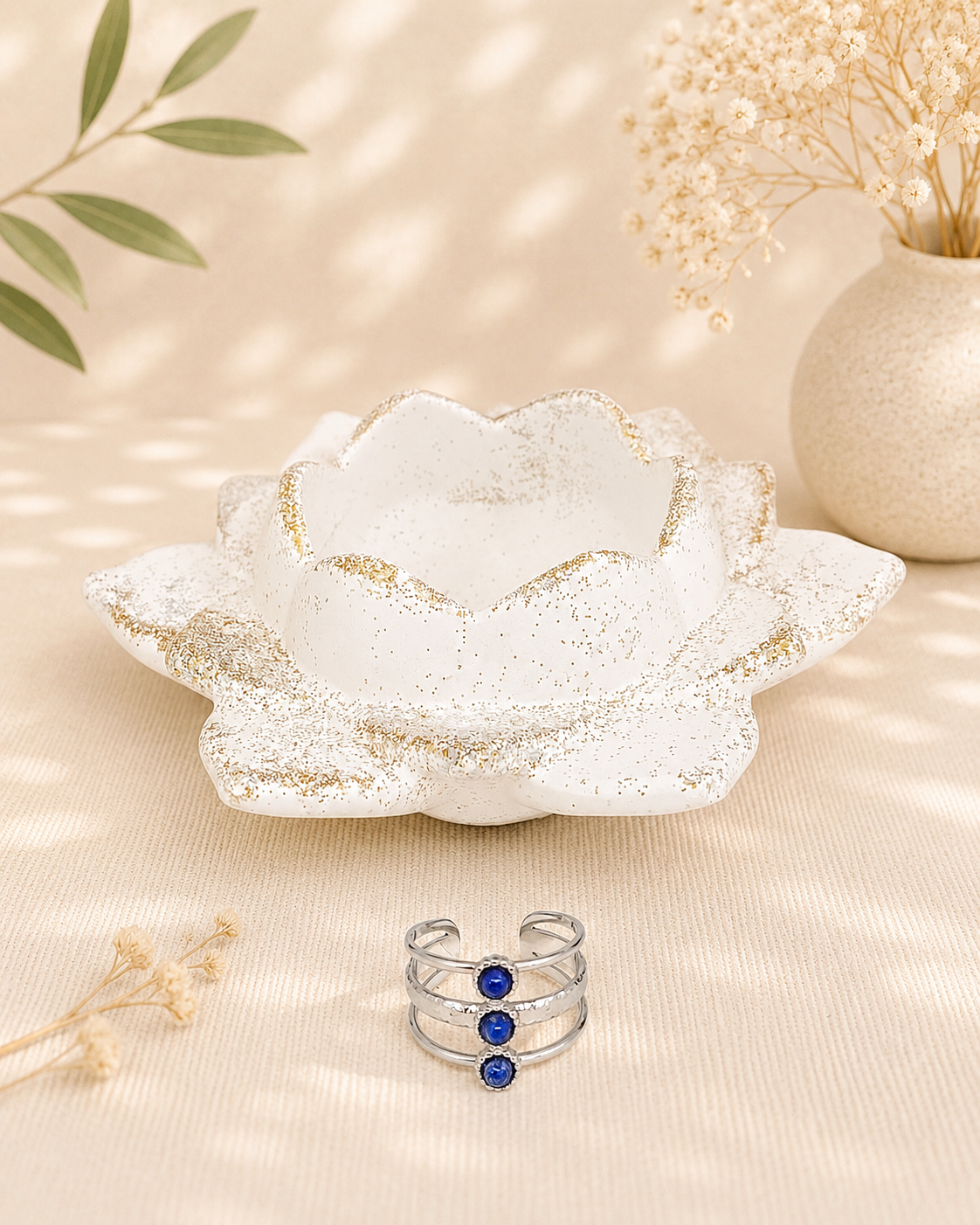 Bague lapis-lazuli acier inoxydable – Équilibre Azuré