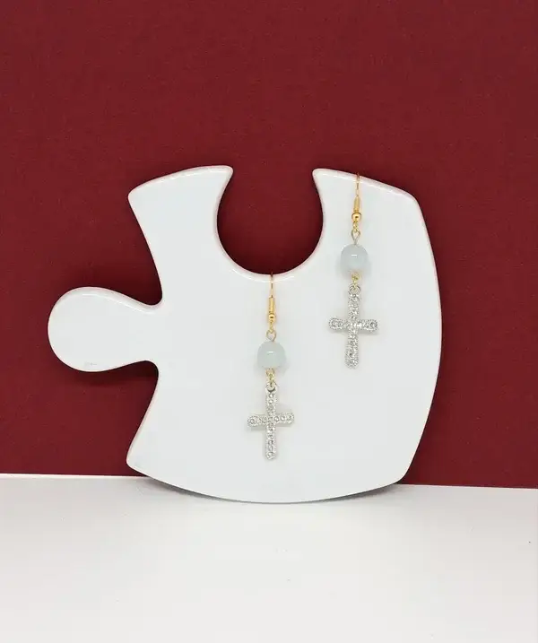 Boucles d’oreilles Aigue-marine – fait main – Doré & argent – Harmonie spirituelle