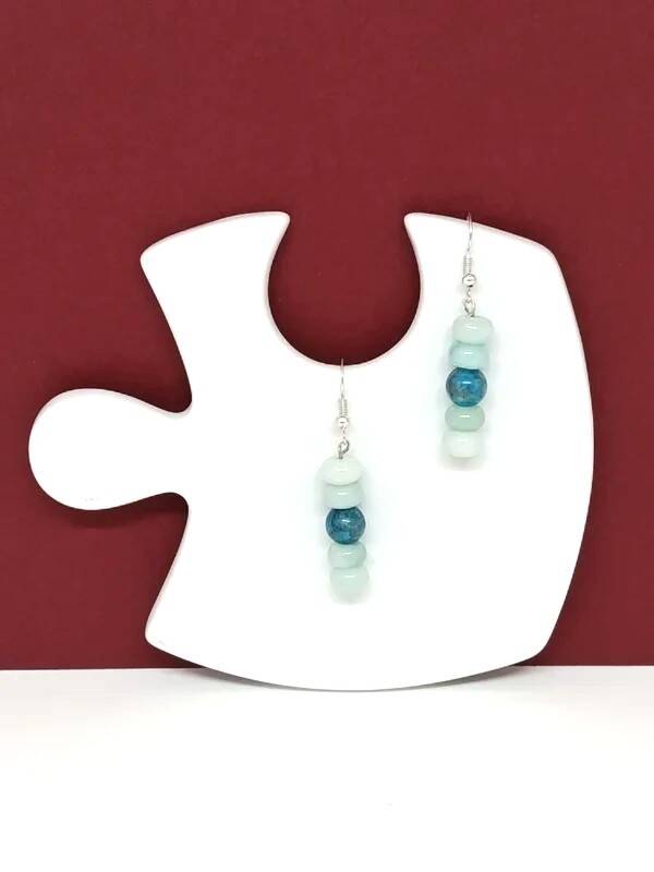 Boucles d’oreilles amazonite & apatite – Brise Cristalline