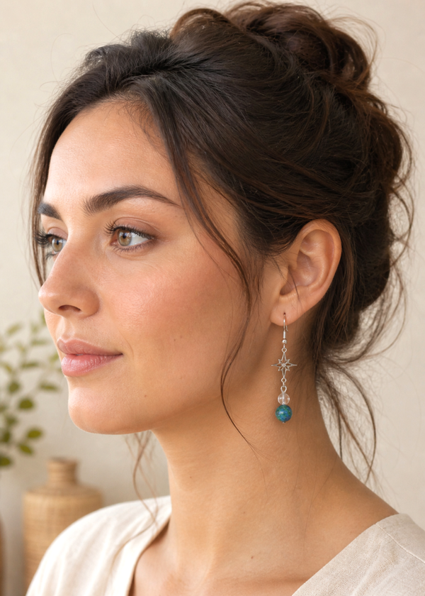 boucle d'oreilles azurite malachite points cardinaux