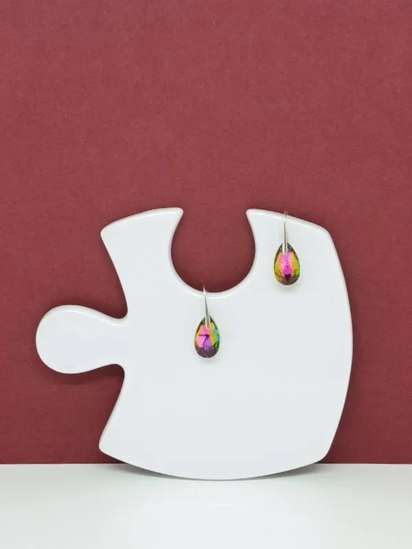 Boucles d’oreilles gouttes cristal multireflets irisés fait main – Iryséa
