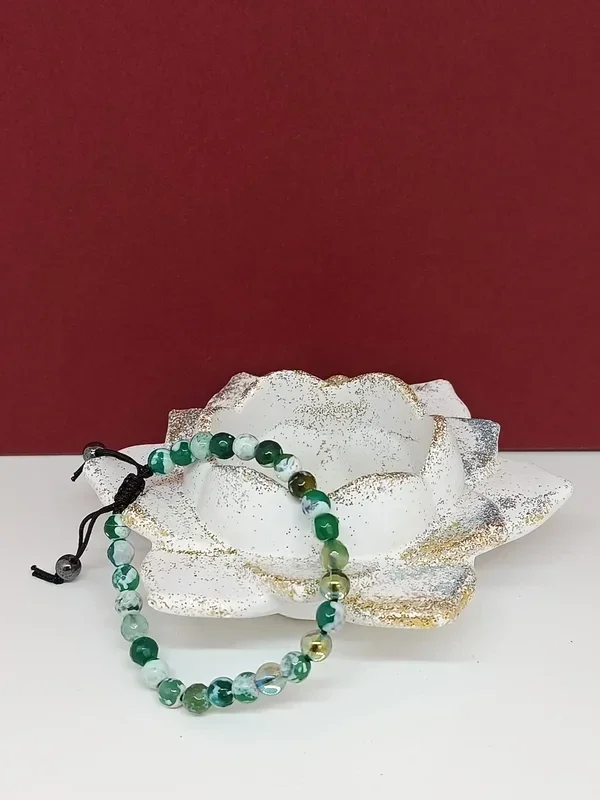 Bracelet artisanal agate multicolore, aqua aura et agate verte – Essence Minérale