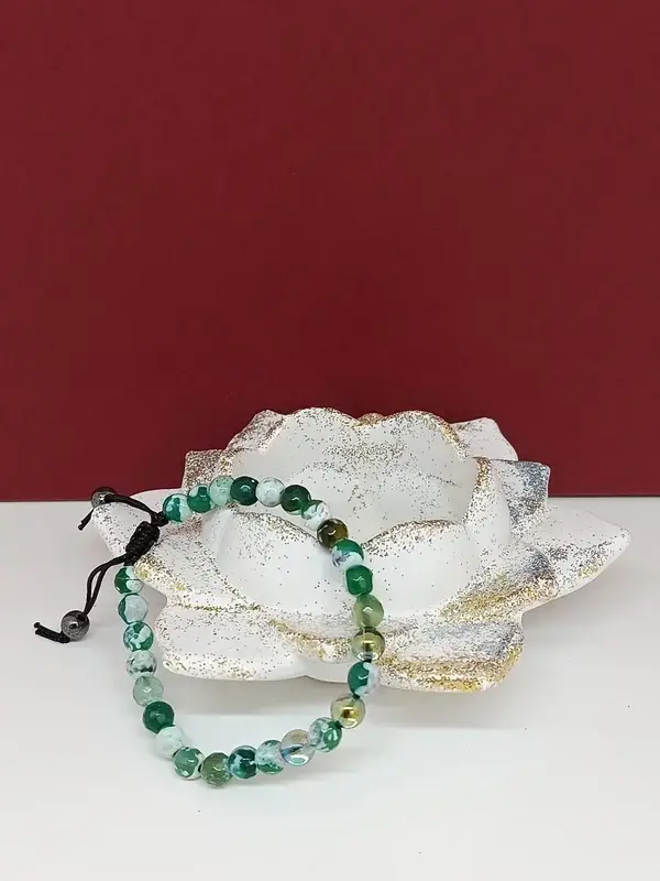 Bracelet artisanal agate multicolore, aqua aura et agate verte – Essence Minérale