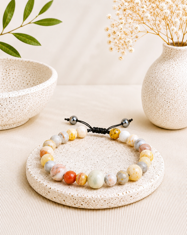 Bracelet Crazy Lace naturelle – bracelet réglable pierre naturelle fait main-Eclat Nomades