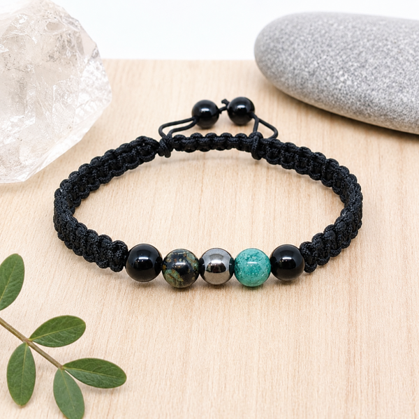 Bracelet artisanal jaspe kambaba et onyx – Force Originelle