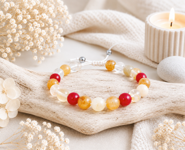 Bracelet agate rouge & hématoïde rouge-Flamme Minérale