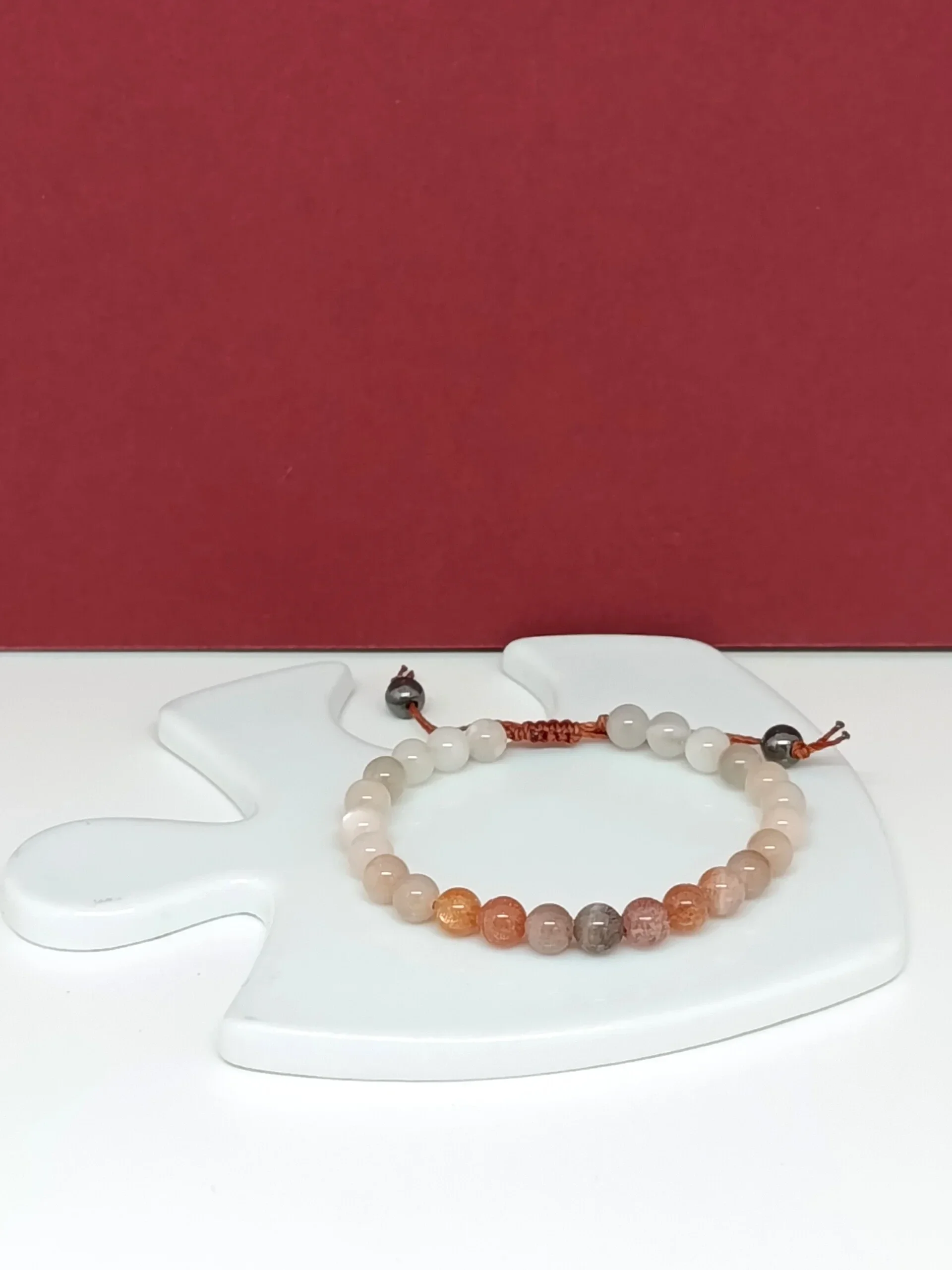 Bracelet artisanal pierre de lune multicolore et pierre de lune noire – Lueur de Lune Noire