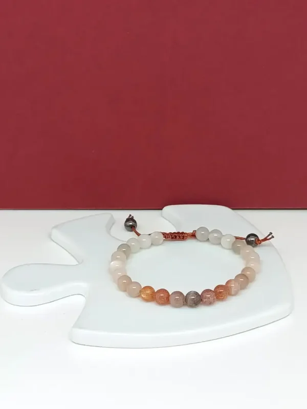 Bracelet artisanal pierre de lune multicolore et pierre de lune noire – Lueur de Lune Noire