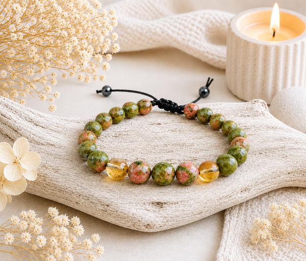 bracelet unakite et citrine- Lueur d'Harmonie